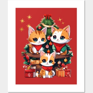 Cute Christmas Cat Posters and Art